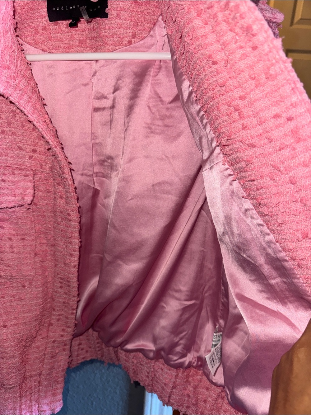 ASOS Curve Pink Tweed Button-Up Jacket - Picture 4 of 5
